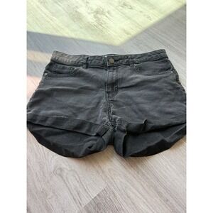 H&M Women's Junior SIZE 10 Cuffed Short High Waist Black Distressed Shorts